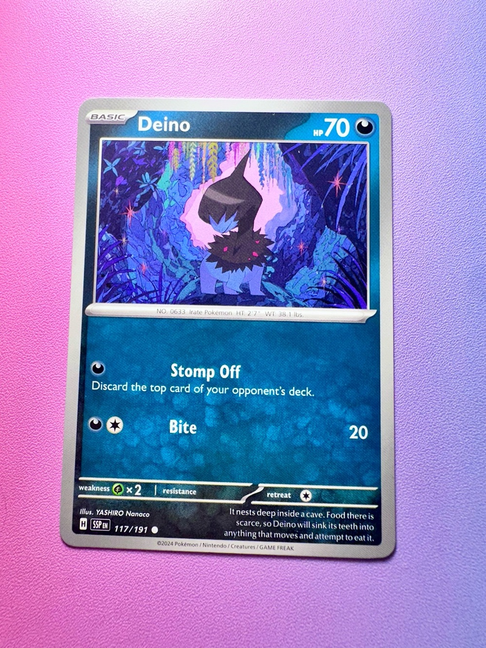 deino - 117/191 (common) — pokemon: surging sparks